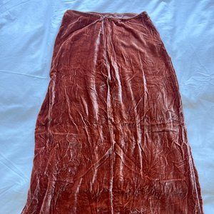 Apricot colored Reformation velvet skirt; size 2